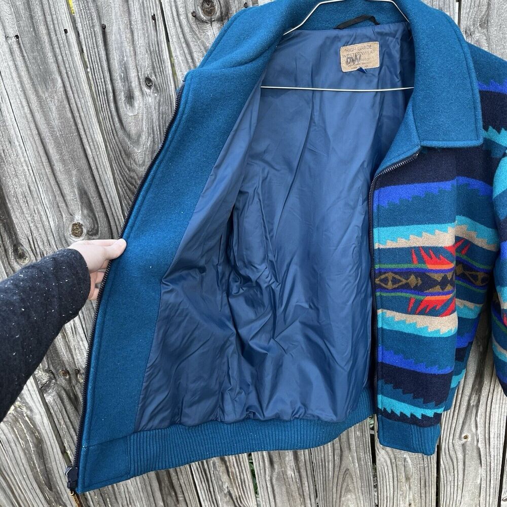Pendleton Blue and Red Patterned Bomber Jacket - Picture 14 of 16